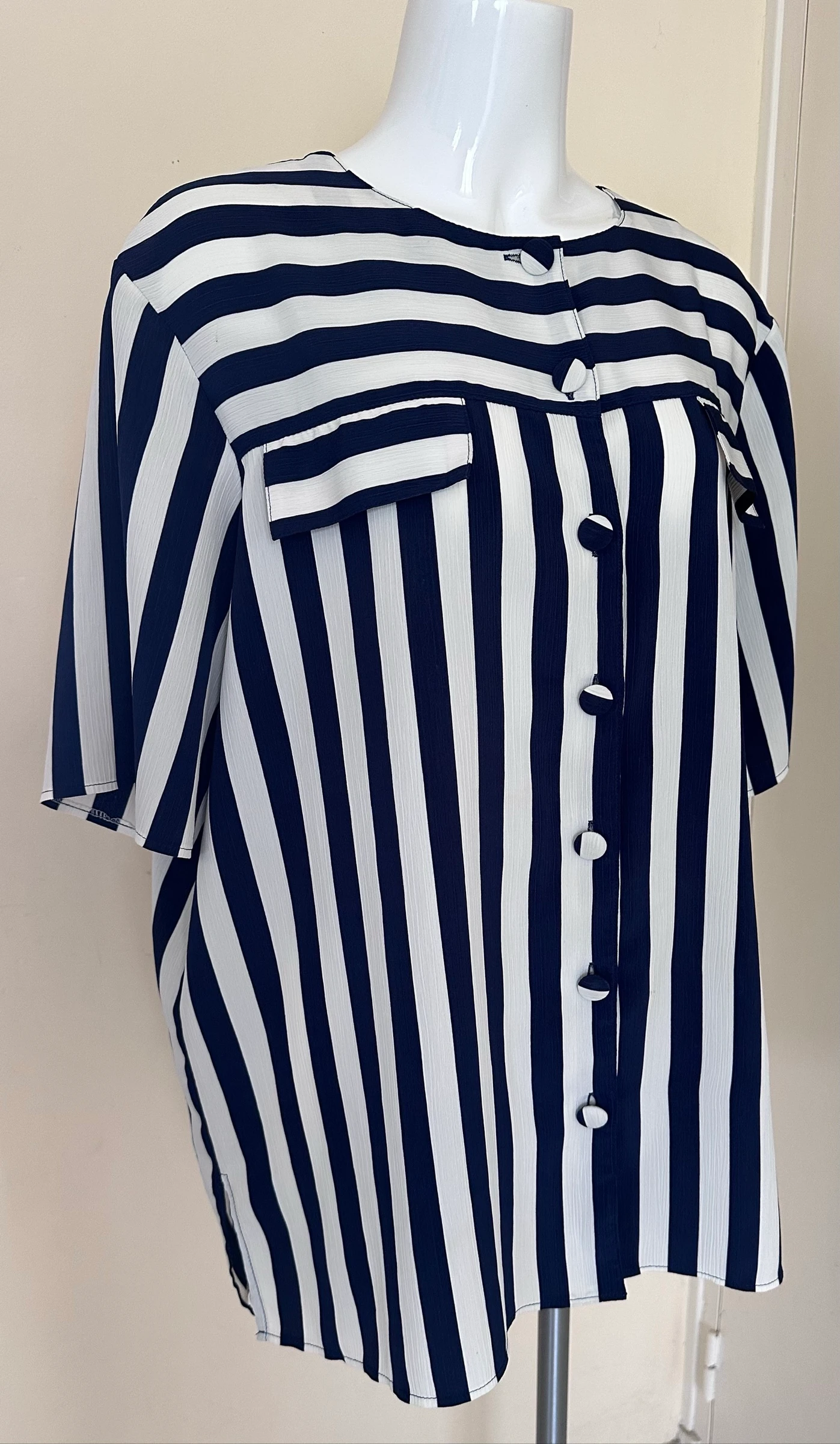 Canda marineblauw & wit gestreept overhemd – Maat 46 – Impeccabele staat – photo 6
